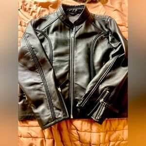 Zara black leather jacket size small